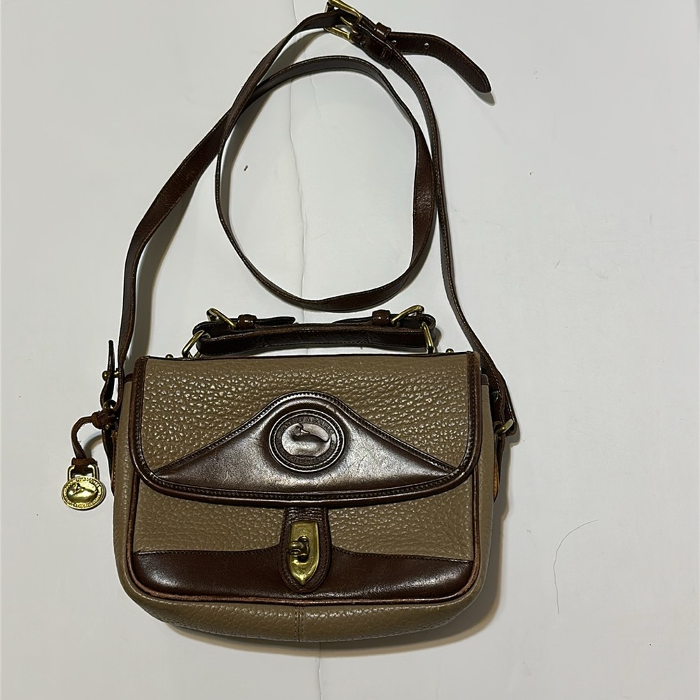 Dooney & Bourke Vintage Brown and Tan Crossbody Bag with Classic Design